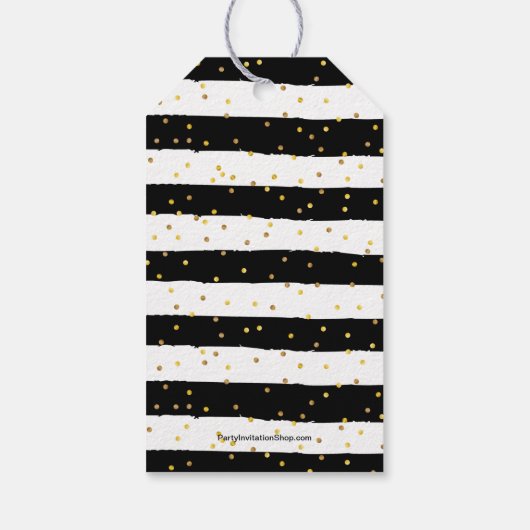 金ゴールドホイフェイクル白黒ストライプズホリデイ ギフトタグ (裏面)