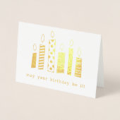 金ゴールドホイルのしゃれの誕生日の蝋燭 箔カード (正面)