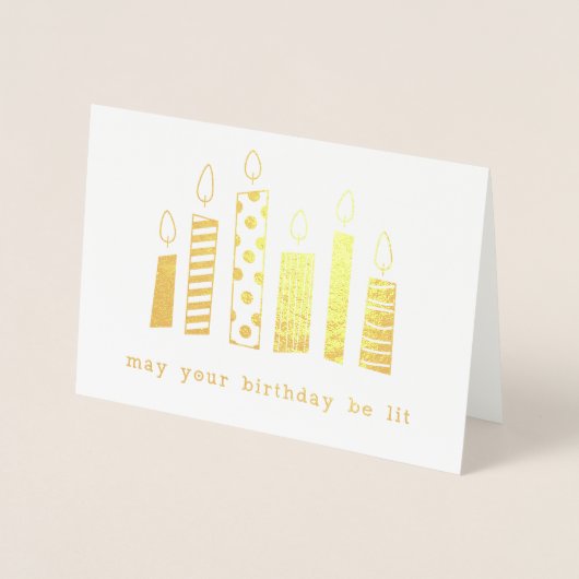 金ゴールドホイルのしゃれの誕生日の蝋燭 箔カード (正面)