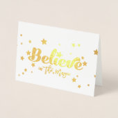 金ゴールドホイルのクリスマスの休日の写真を信じて下さい 箔カード (正面)