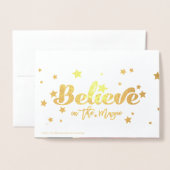 金ゴールドホイルのクリスマスの休日の写真を信じて下さい 箔カード (裏面封筒付き)