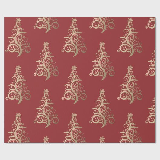 金ゴールドホイルのクリスマスの包むこと ラッピングペーパー (フラット)