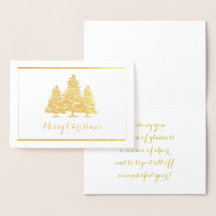 金ゴールドホイルのクリスマスツリーのメリークリスマスカード