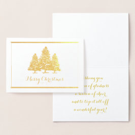 金ゴールドホイルのクリスマスツリーのメリークリスマスカード 箔カード