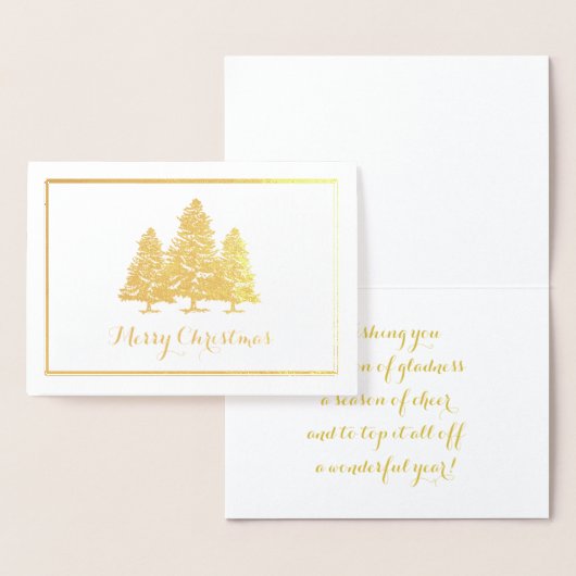 金ゴールドホイルのクリスマスツリーのメリークリスマスカード 箔カード (ディスプレー)