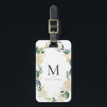 金ゴールドホイルのグリッターのモノグラムが付いている水彩画の花 ラゲッジタグ<br><div class="desc">フェイクな金ゴールドのホイルおよびのどの金ゴールドのグリッターのアクセントの水彩画の花を特色にするエレガントで、フェミニンな荷物のラベル。</div>