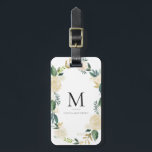 金ゴールドホイルのグリッターのモノグラムが付いている水彩画の花 ラゲッジタグ<br><div class="desc">フェイクな金ゴールドのホイルおよびのどの金ゴールドのグリッターのアクセントの水彩画の花を特色にするエレガントで、フェミニンな荷物のラベル。</div>