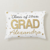 金ゴールドホイルのグリッターの紙吹雪の卒業パーティーのカスタム アクセントクッション (正面)