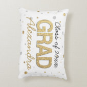 金ゴールドホイルのグリッターの紙吹雪の卒業パーティーのカスタム アクセントクッション (裏面(縦))