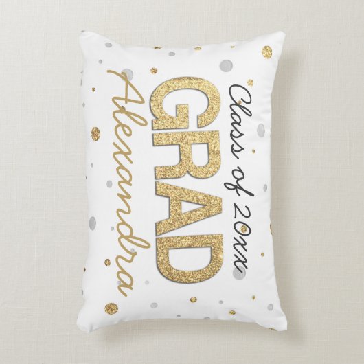 金ゴールドホイルのグリッターの紙吹雪の卒業パーティーのカスタム アクセントクッション (正面(垂直))