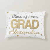 金ゴールドホイルのグリッターの紙吹雪の卒業パーティーのカスタム アクセントクッション (裏面)