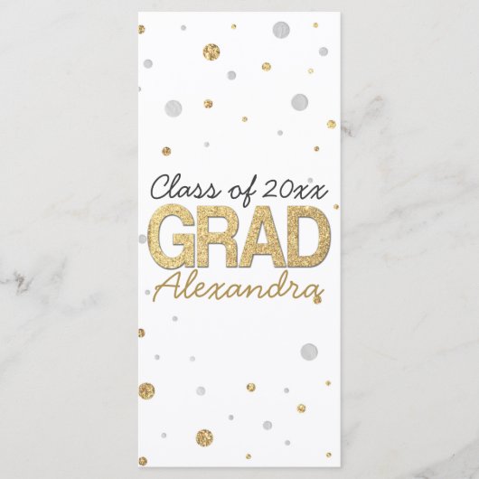 金ゴールドホイルのグリッターの紙吹雪の卒業パーティーのカスタム プログラム (正面)