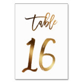 金ゴールドホイルのシックな結婚式のテーブルの第|表16 テーブルナンバー (裏面)