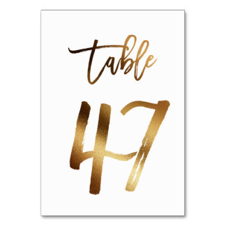 金ゴールドホイルのシックな結婚式のテーブルの第|表47 テーブルナンバー