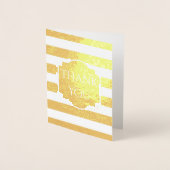 金ゴールドホイルのストライプな卒業は写真感謝していしています 箔カード (正面)