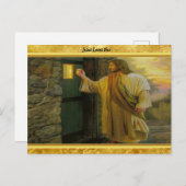 金ゴールドホイルのデザインのあなたのドアのイエス・キリスト ポストカード (正面/裏面)