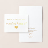 金ゴールドホイルのハートはです私のメイド・オブ・オーナー（花嫁付き添い人）カード決定します 箔カード (ディスプレー)