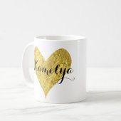 金ゴールドホイルのハート コーヒーマグカップ (正面左)