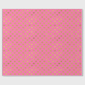 金ゴールドホイルのハート/ピンク ラッピングペーパー (フラット)