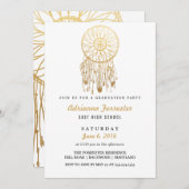 金ゴールドホイルのボヘミアの夢のキャッチャーの卒業パーティー 招待状 (正面/裏面)