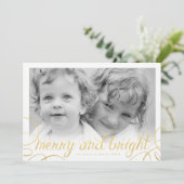 金ゴールドホイルのメリーで、明るい休日の写真カード シーズンカード (スタンド正面)