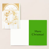 金ゴールドホイルのメリークリスマスのリースの挨拶状 箔カード (ディスプレー)