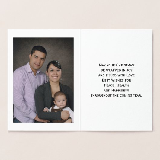 金ゴールドホイルのメリークリスマスの写真の挨拶状 箔カード (内部)