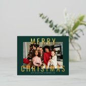 金ゴールドホイルのメリークリスマスグリーティングカード 箔シーズンポストカード (立ち正面)