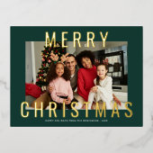 金ゴールドホイルのメリークリスマスグリーティングカード 箔シーズンポストカード (正面)