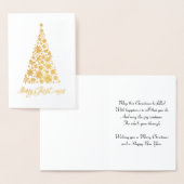 金ゴールドホイルのレトロのクリスマスツリーの挨拶状 箔カード (ディスプレー)