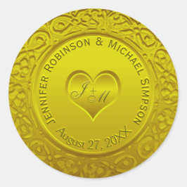 金ゴールドホイルの一見のクラシックな円形のステッカー ラウンドシール