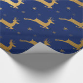 金ゴールドホイルの一見のトナカイの跳躍 ラッピングペーパー (角)