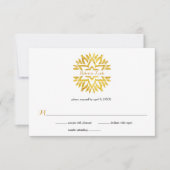 金ゴールドホイルの一見の星の曼荼羅のバルミツワーの応答RSVP 出欠カード (正面)