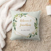 金ゴールドホイルの一見幾何学的なフレームの花柄 クッション (ブランケット)