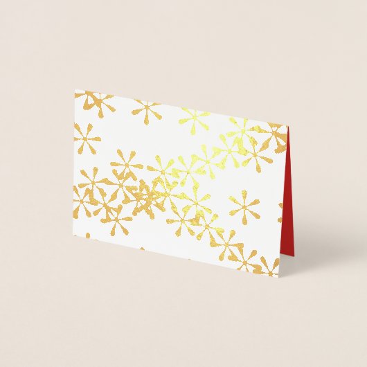 金ゴールドホイルの冬の雪のクリスマスの挨拶状 箔カード (正面)