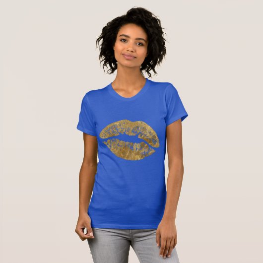 金ゴールドホイルの効果のキスのTシャツ Tシャツ (正面フル)
