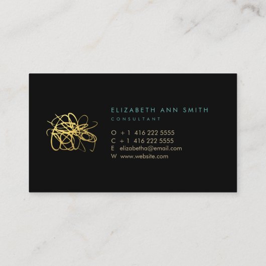 金ゴールドホイルの効果のシックな名刺 名刺 (裏面)