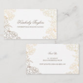 金ゴールドホイルの効果のヴィンテージの花の白いエレガント 名刺 (正面/裏面)