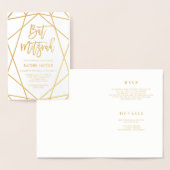 金ゴールドホイルの幾何学的なラインバルミツワーの招待状 箔カード (ディスプレー)