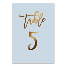 金ゴールドホイルの挨りだらけの青い結婚式のテーブル数 テーブルナンバー