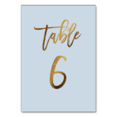 金ゴールドホイルの挨りだらけの青い結婚式のテーブル数 テーブルナンバー (裏面)