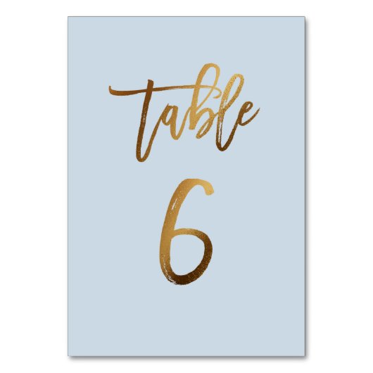 金ゴールドホイルの挨りだらけの青い結婚式のテーブル数 テーブルナンバー (正面)