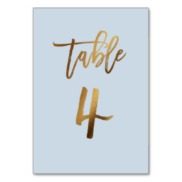 金ゴールドホイルの挨りだらけの青い結婚式のテーブル数 テーブルナンバー