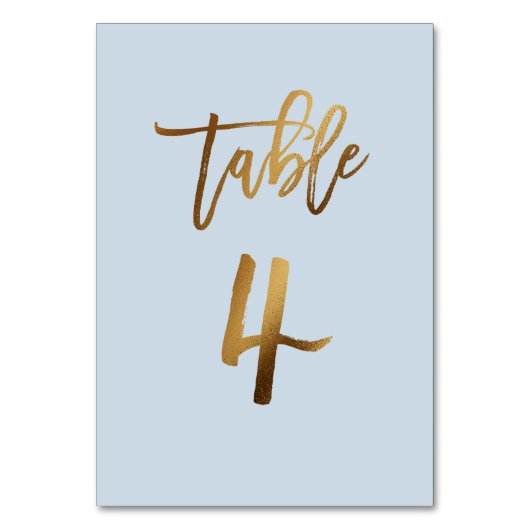 金ゴールドホイルの挨りだらけの青い結婚式のテーブル数 テーブルナンバー (正面)