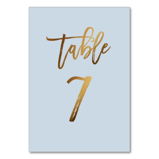 金ゴールドホイルの挨りだらけの青い結婚式のテーブル数 テーブルナンバー (正面)