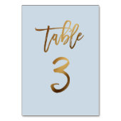 金ゴールドホイルの挨りだらけの青い結婚式のテーブル数 テーブルナンバー (裏面)