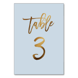 金ゴールドホイルの挨りだらけの青い結婚式のテーブル数 テーブルナンバー