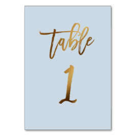 金ゴールドホイルの挨りだらけの青い結婚式のテーブル数 テーブルナンバー