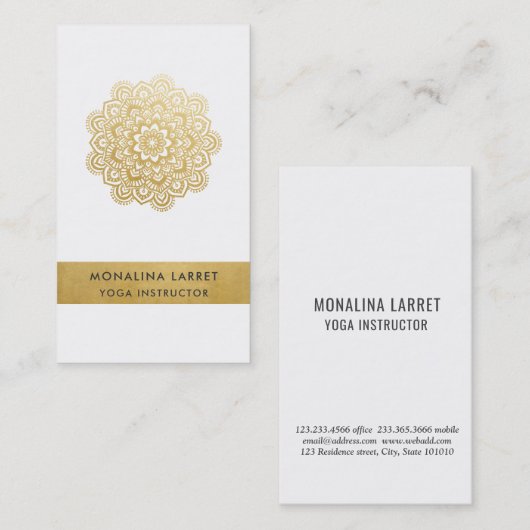 金ゴールドホイルの曼荼羅のMehendiモダンでフェイクなパターン 名刺 (正面/裏面)