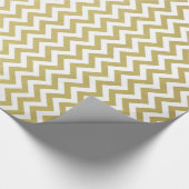 金ゴールドホイルの白いシェブロンパターン ラッピングペーパー (角)